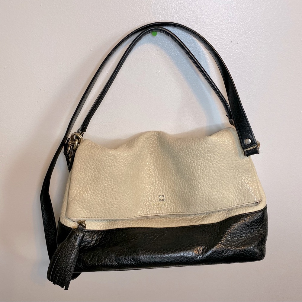 Kate Spade Black and Cream Crossbody Tassel Purse